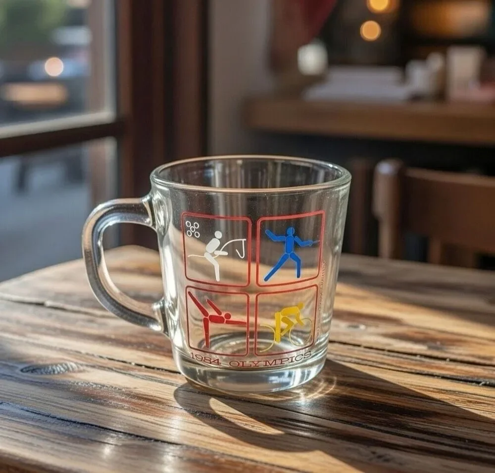 Vintage 1984 McDonalds Los Angeles Olympics Coffee Mug Glass Cup